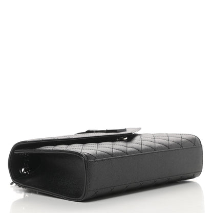 Saint Laurent Grain De Poudre Textured Mixed Matelasse Triquilt Medium Monogram Satchel Black 4 of 10