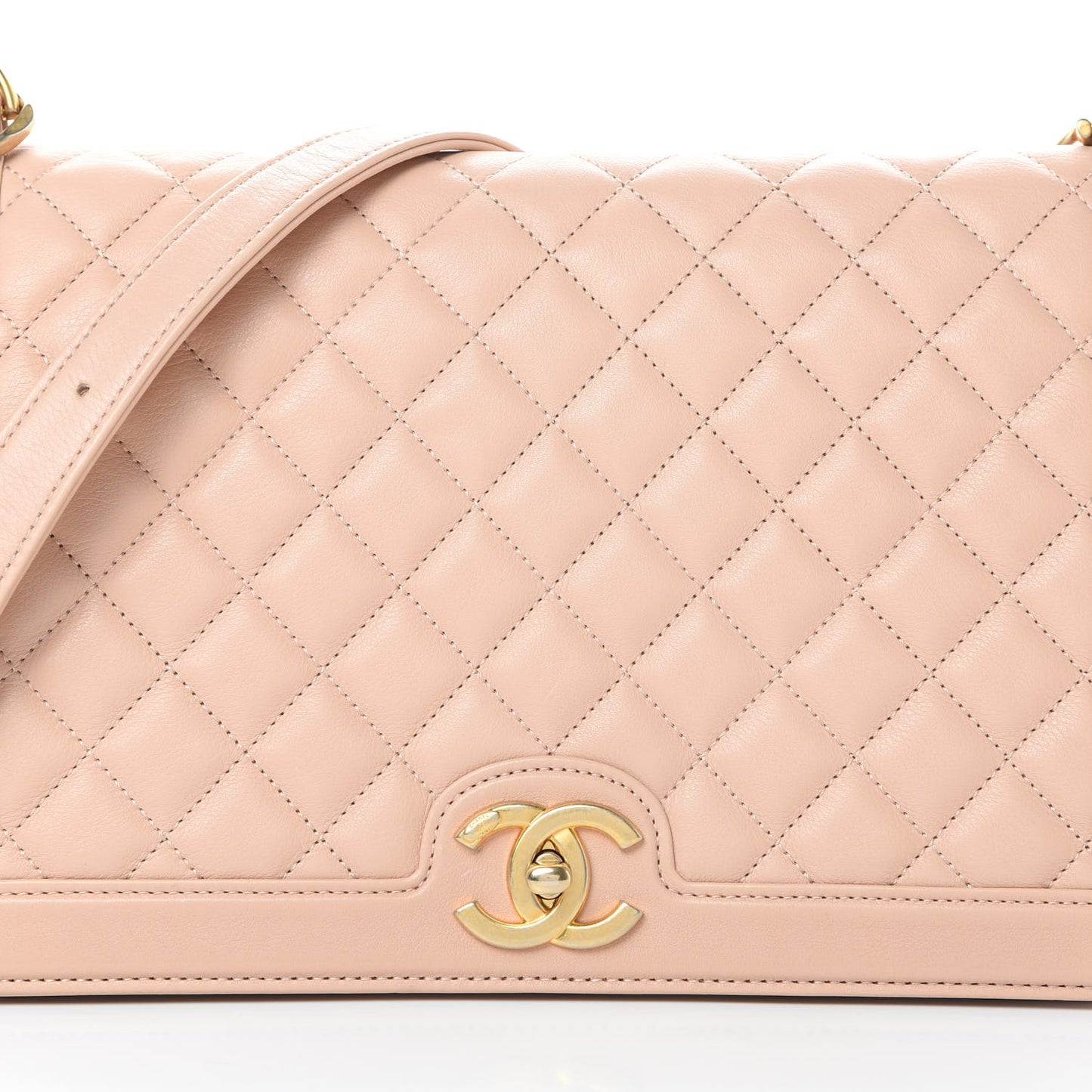 Lambskin Quilted Flap Beige