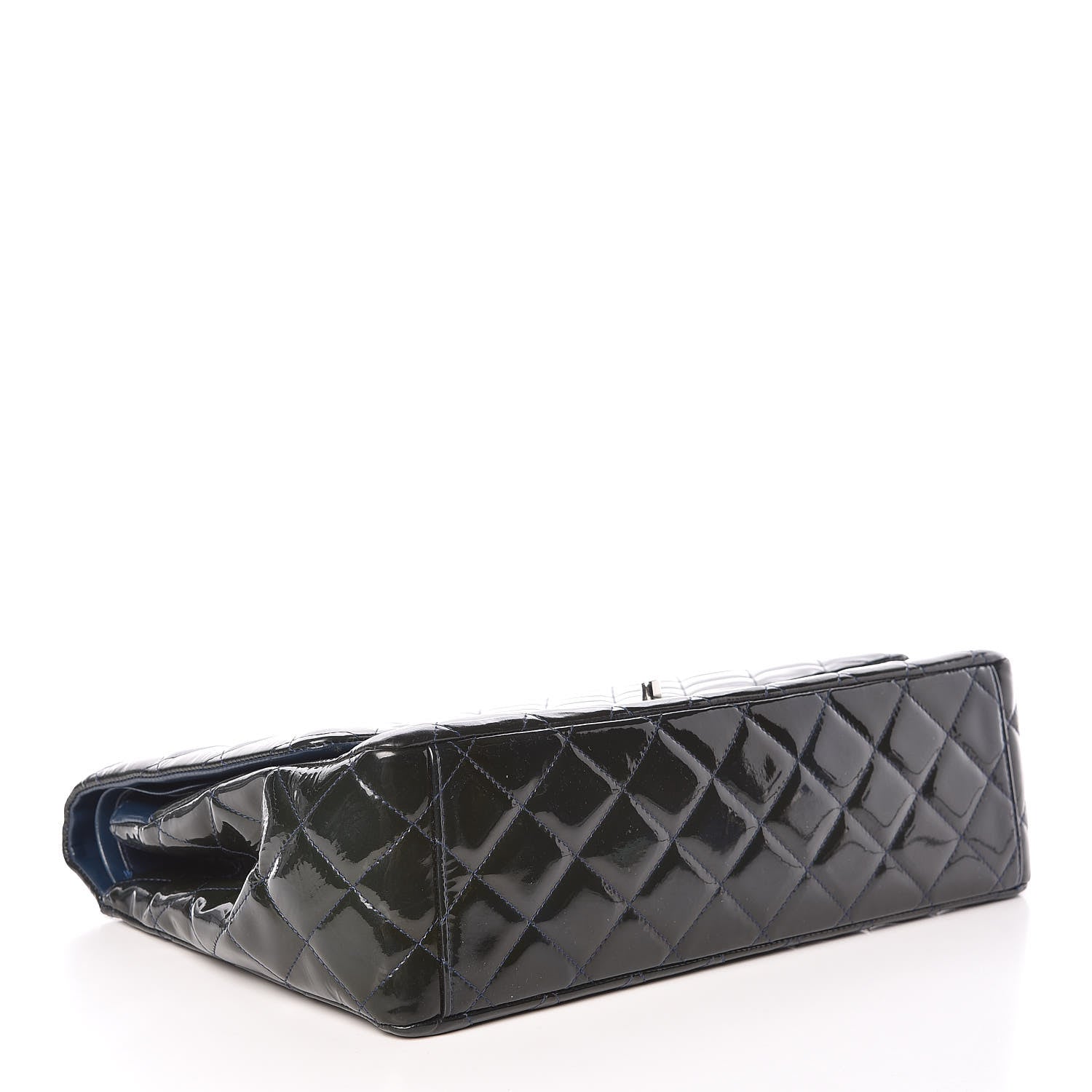 Chanel Patent Quilted Maxi Double Flap Navy Blue 12 of 23