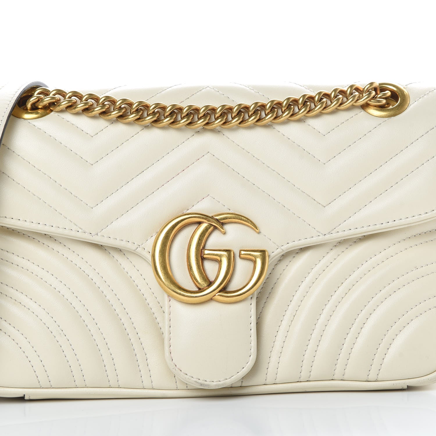 Gucci Calfskin Matelasse Small GG Marmont Shoulder Bag White 8 of 18
