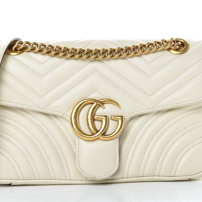 Gucci Calfskin Matelasse Small GG Marmont Shoulder Bag White 8 of 18