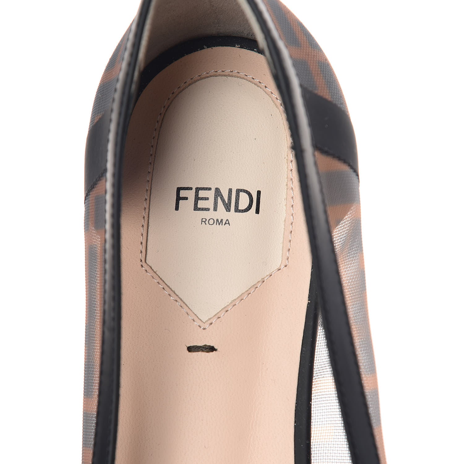 Fendi Mesh FF Skimmer Ballerina Flats 40 Tobacco Moro Black 5 of 7
