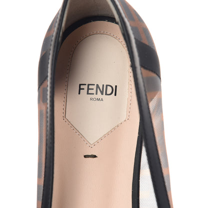 Fendi Mesh FF Skimmer Ballerina Flats 40 Tobacco Moro Black 5 of 7