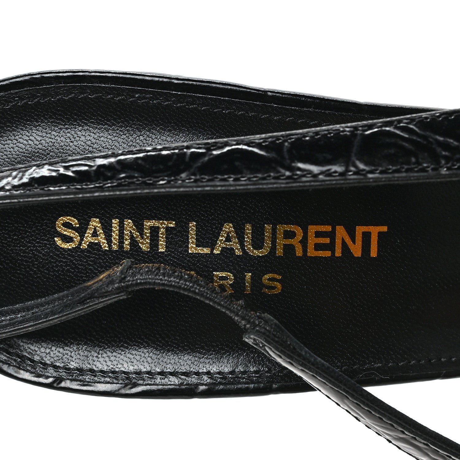 Saint Laurent Calfskin Crocodile Embossed Viper 90 Slingback Pumps 40 Black 7 of 8
