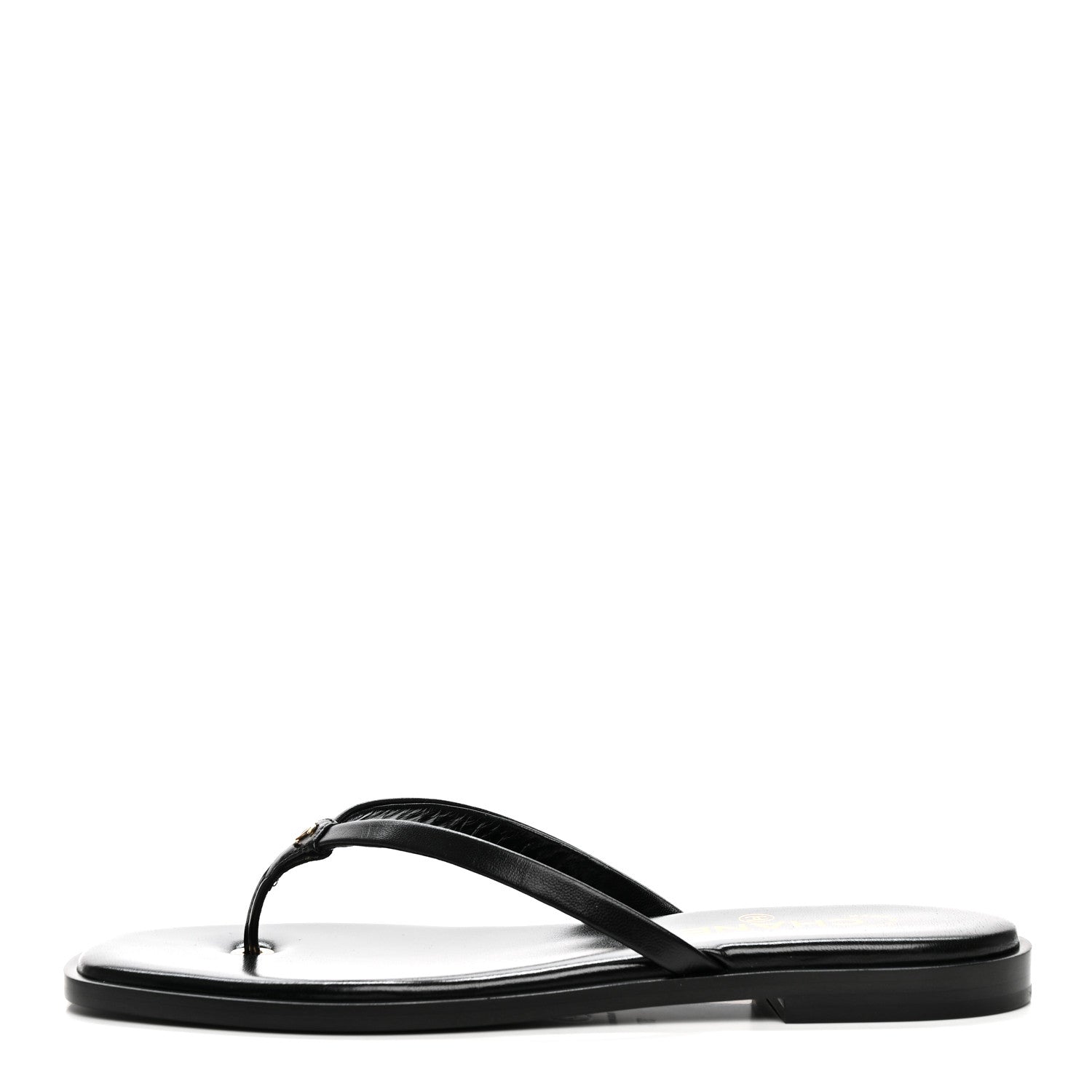 Chanel Goatskin CC Times Square Thong Sandals 37.5 Black 1 of 10