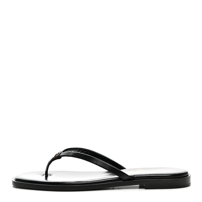 Chanel Goatskin CC Times Square Thong Sandals 37.5 Black 1 of 10