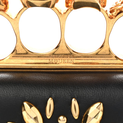 Alexander McQueen Nappa Studded Floral Knuckle Box Clutch Black 8 of 12