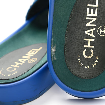 Chanel Canvas Chain Flat Sandals 40 Bright Blue 9 of 12