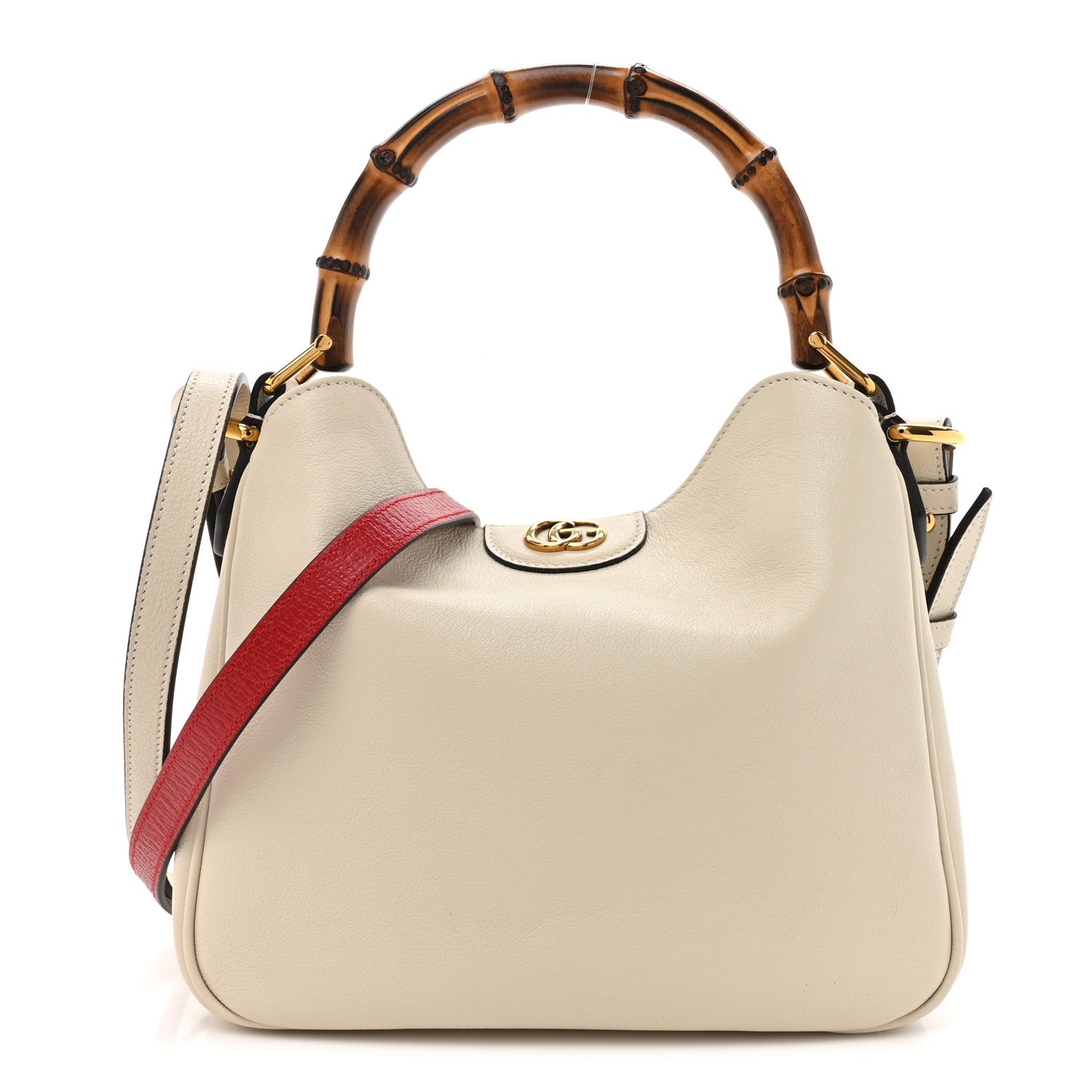 Gucci Softy Wonka Textured Dollar Calfskin Small Diana Shoulder Bag Mystic White Hibiscus Red 1 of 10