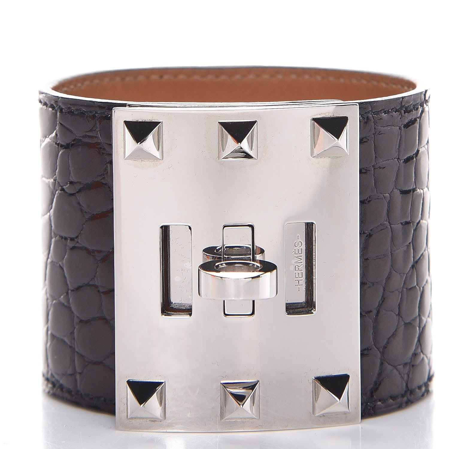 Hermes Shiny Alligator Kelly Extreme S Bracelet Black 1 of 7
