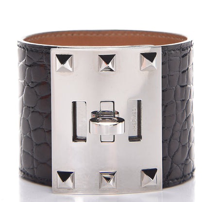 Hermes Shiny Alligator Kelly Extreme S Bracelet Black 1 of 7