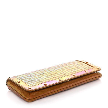 Versace Iridescent Lambskin Couture Chain Clutch Gold 3 of 14