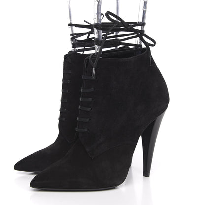 Saint Laurent Suede Kiki Lace-Up Ankle Boot 36 Black 3 of 10