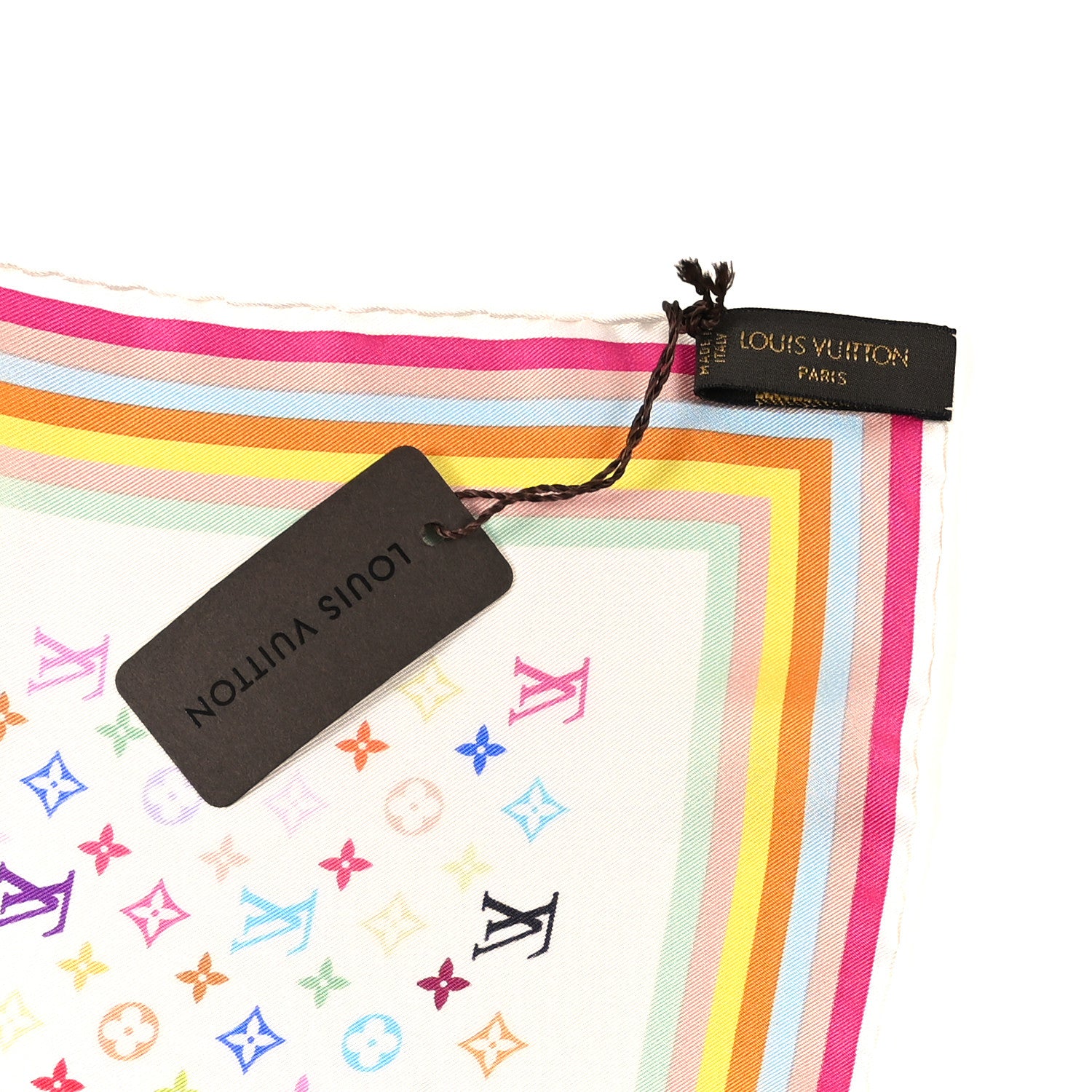 Louis Vuitton LV X TM Silk Cotton Monogram Multicolor Square Scarf 55 White 3 of 3