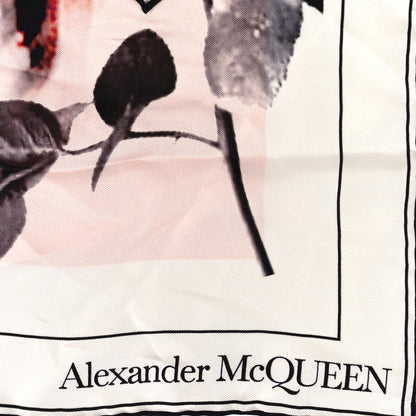 Alexander McQueen Silk Chiffon Rose Ghost Skull Scarf Black Ivory 3 of 3