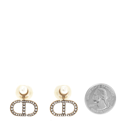 Christian Dior Crystal Pearl Clair D Lune Earrings Gold 2 of 4