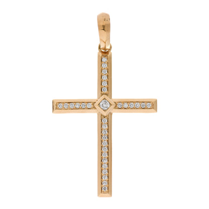 David Yurman 18K Yellow Gold Diamond Modern Renaissance Cross Pendant 1 of 4
