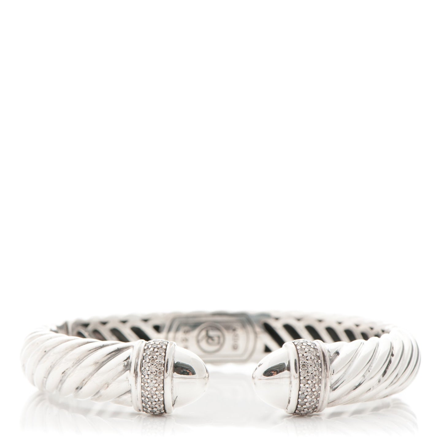 Sterling Silver Diamond 10mm Sculpted Cable Bracelet