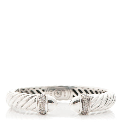 David Yurman Sterling Silver Diamond 10mm Sculpted Cable Bracelet 1 of 4