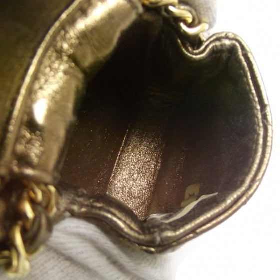 Quilted Leather Micro Mini Flap Bronze