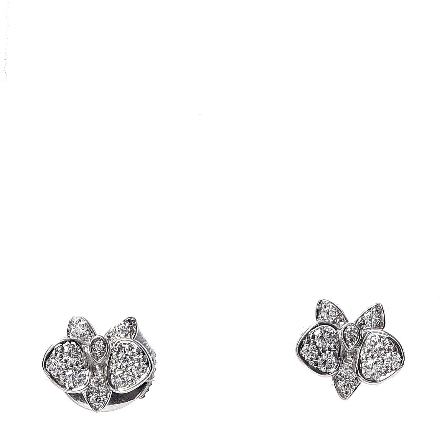 Cartier 18K White Gold Diamond Caresse D'Orchidees Par Earrings 1 of 5