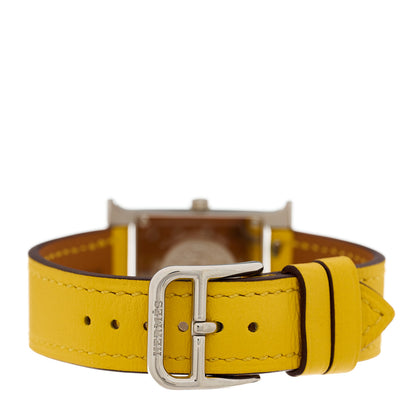 Hermes Stainless Steel Swift 21mm Heure H Hour Quartz Watch Jaune 3 of 5