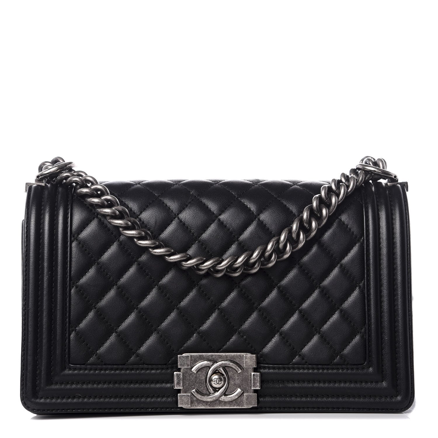Chanel Lambskin Quilted Medium Boy Flap Black 1 of 8
