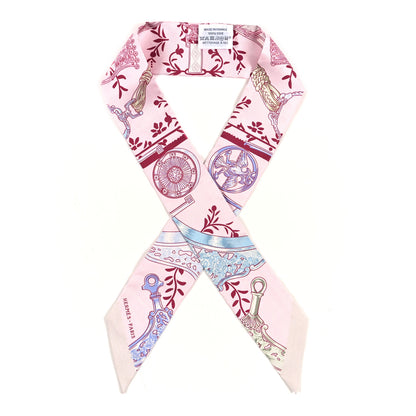 Hermes Silk Etriers Remix Twilly Rose Pale Bordeaux 1 of 3