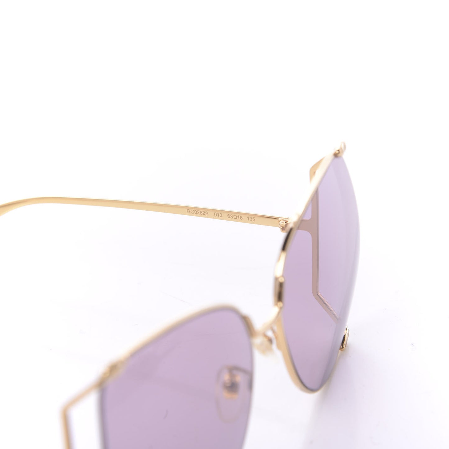 Metal Oversized Round Sunglasses GG0252S Gold Pink