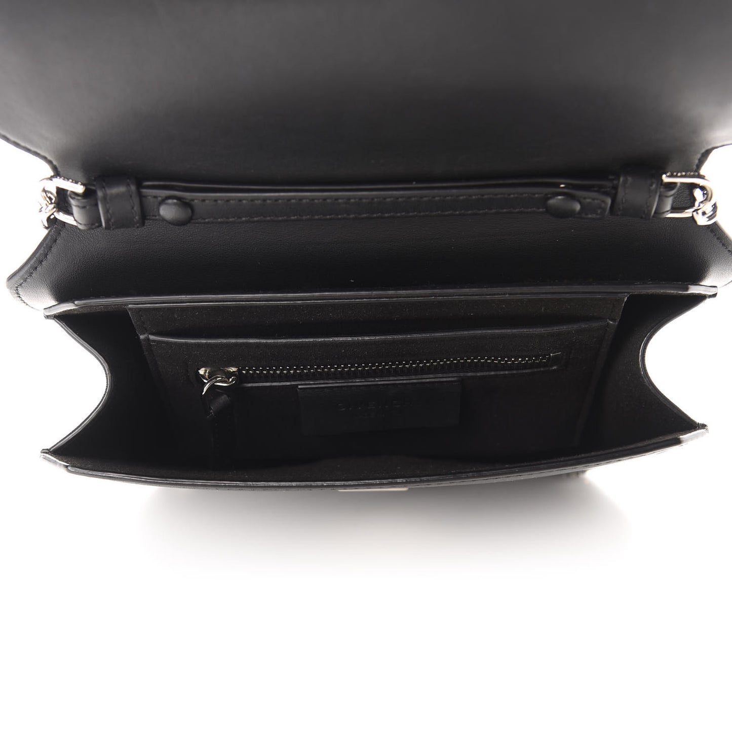 Calfskin Cross Embellished Bow Cut Chain Bag Black