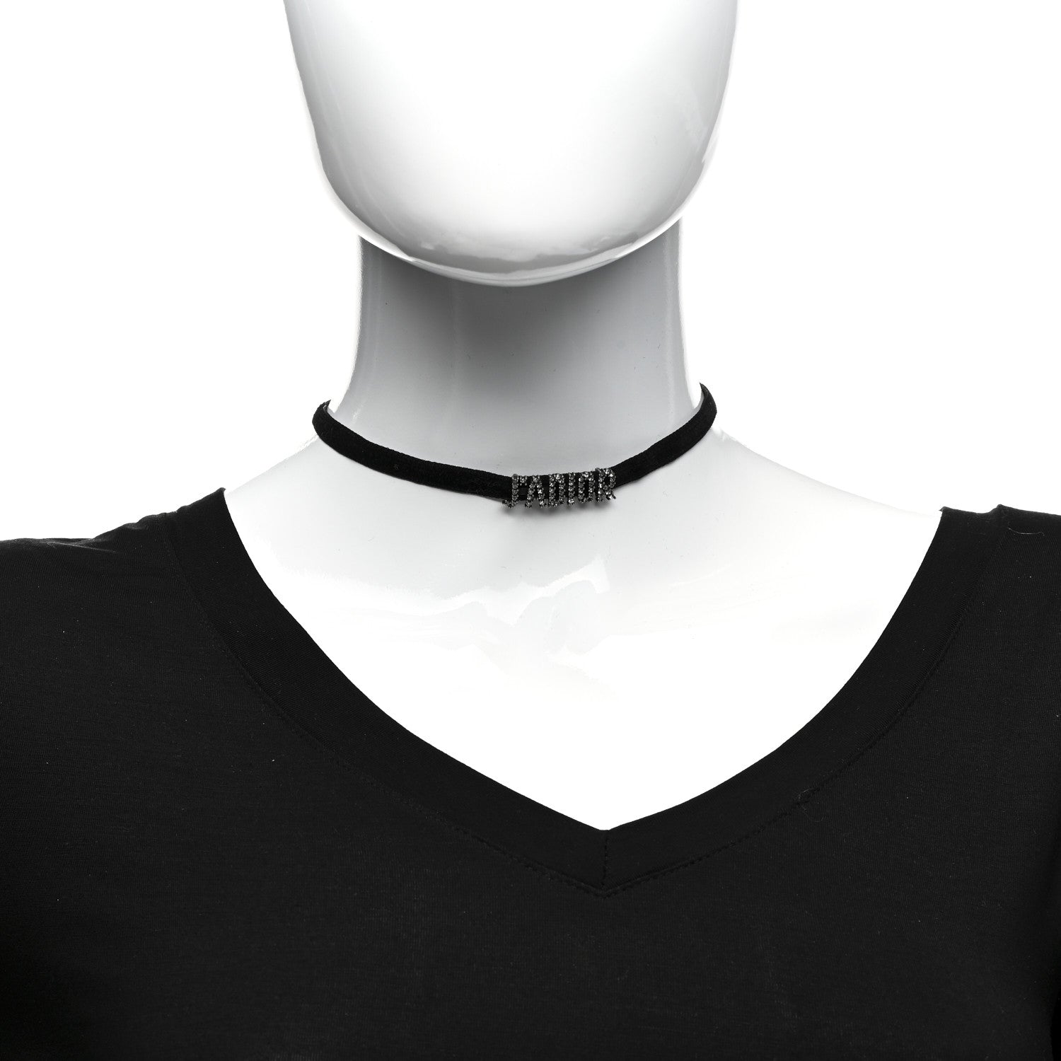 Christian Dior Velvet Crystal J’Adior Choker Necklace Black 2 of 4
