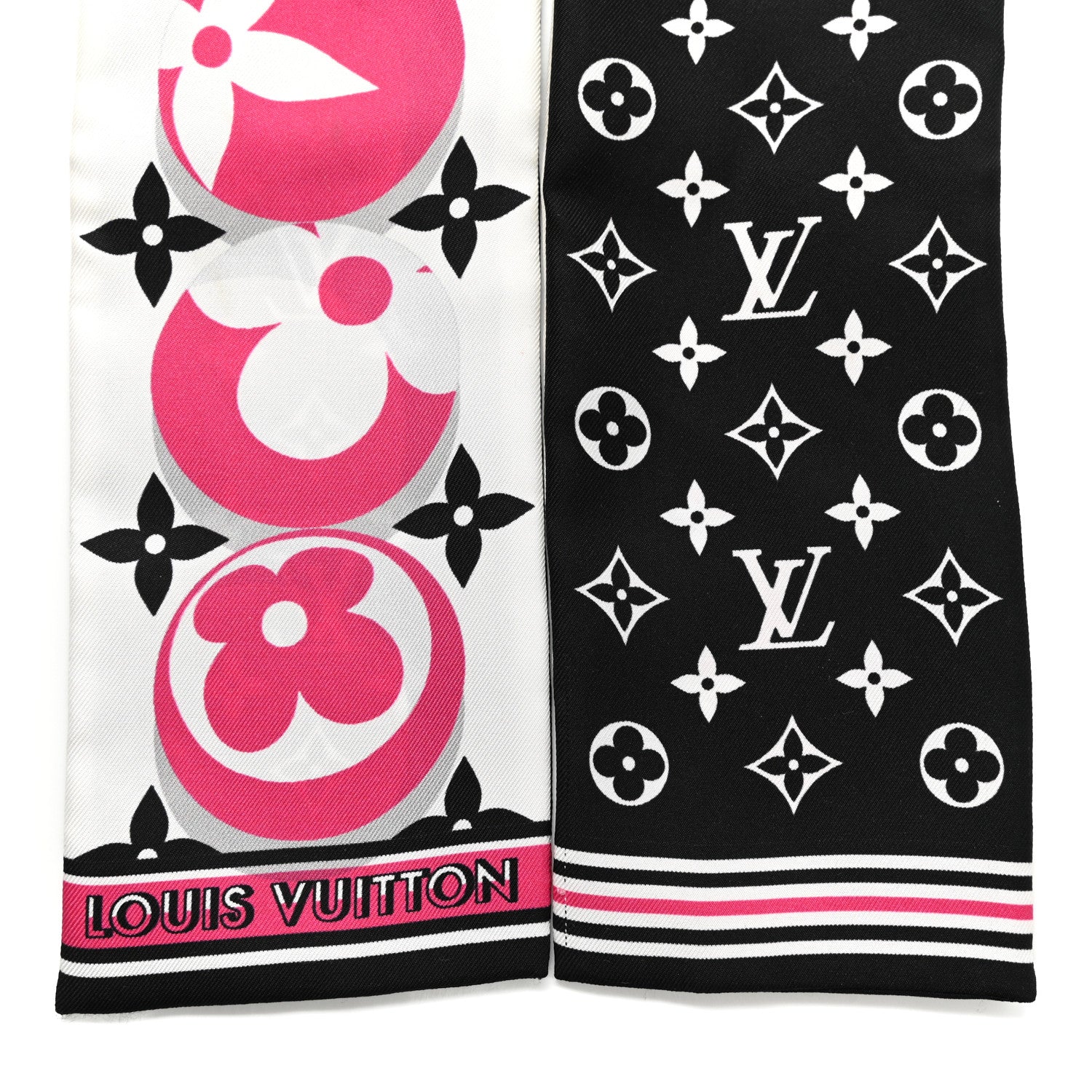 Louis Vuitton Silk Monogram Marbles Bandeau Black White Rose 2 of 4