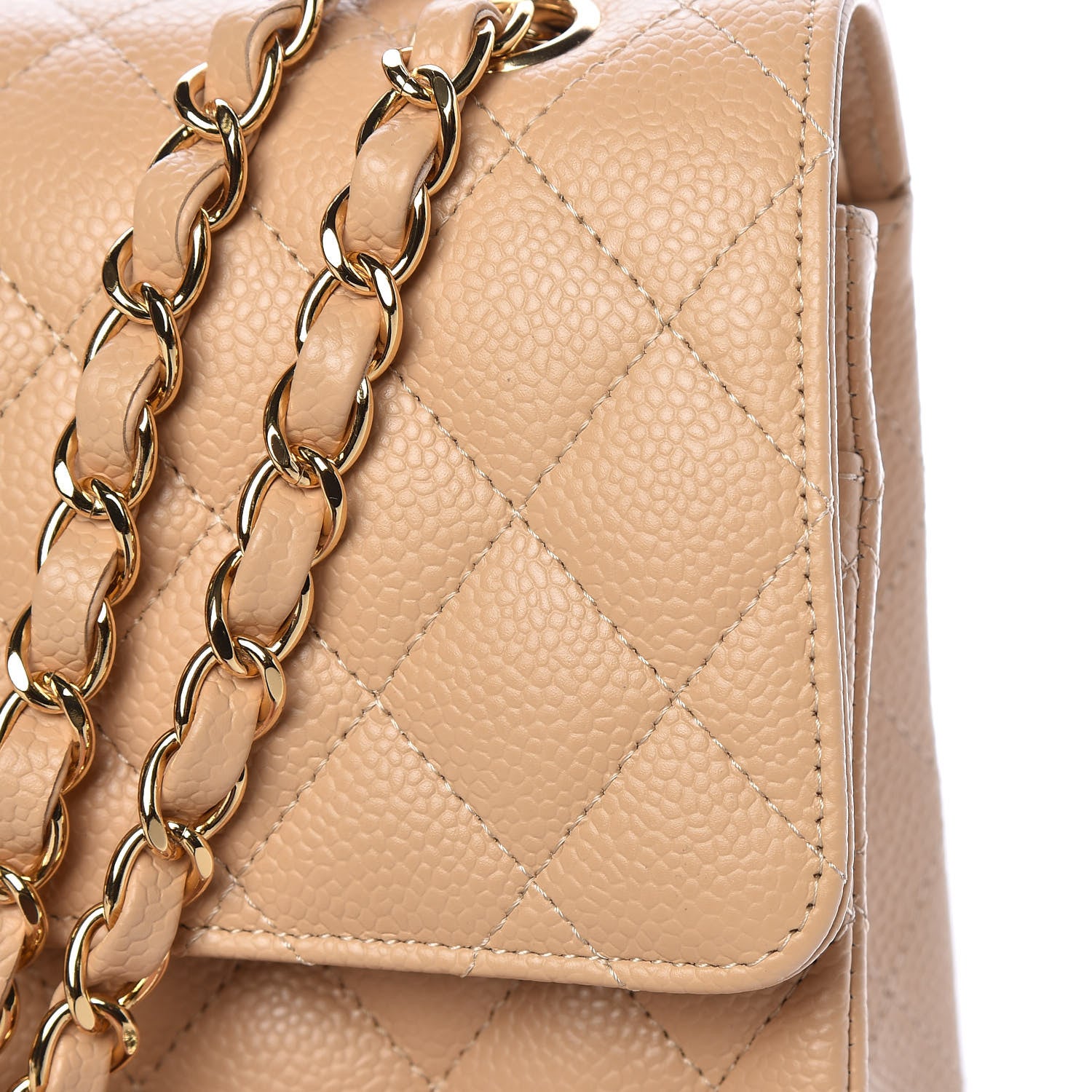 Chanel Caviar Quilted Medium Double Flap Beige 13 of 14