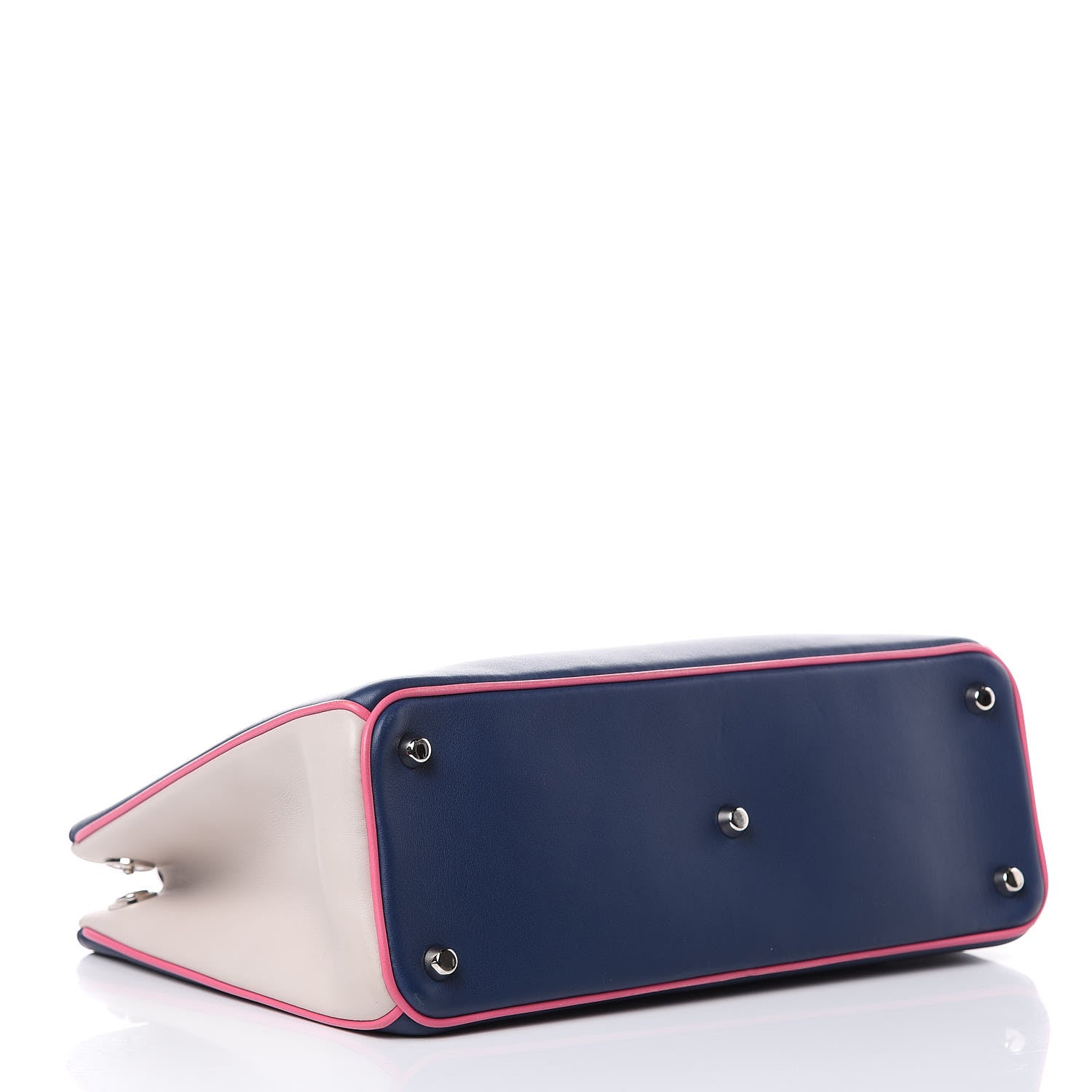 Christian Dior Smooth Calfskin Medium Tri-Color Diorissimo Bag Navy Pink 5 of 11