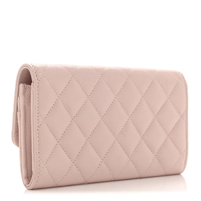 Chanel Caviar Quilted Enamel Crystal CC Flap Wallet Light Pink 3 of 11