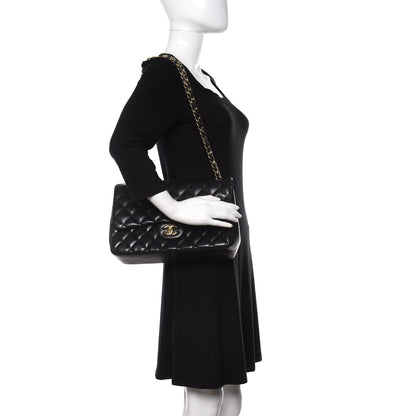 Chanel Lambskin Quilted Jumbo Double Flap Black 2 of 15