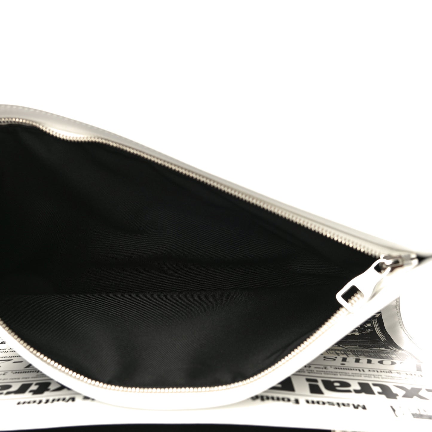 Calfskin Newspaper Print Pouch