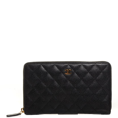 Chanel Caviar Quilted Large Zip Around Wallet Black 1 of 8