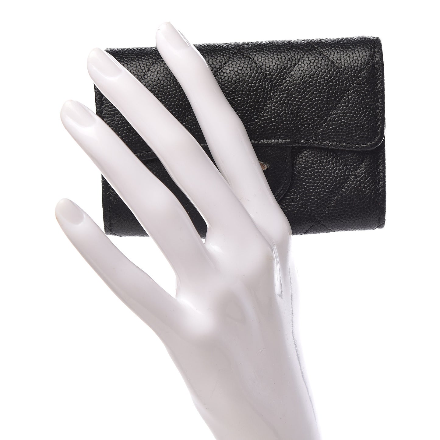 Caviar Quilted Classic 4 Key Holder Wallet Black