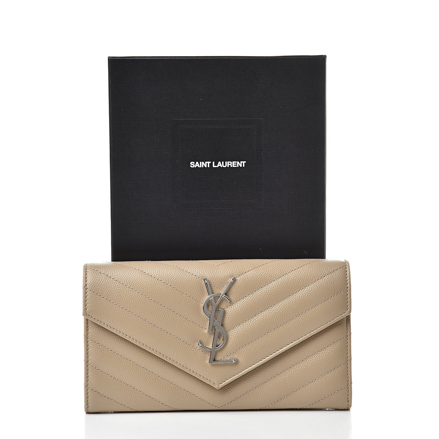 Grain De Poudre Matelasse Chevron Monogram Flap Wallet Famme