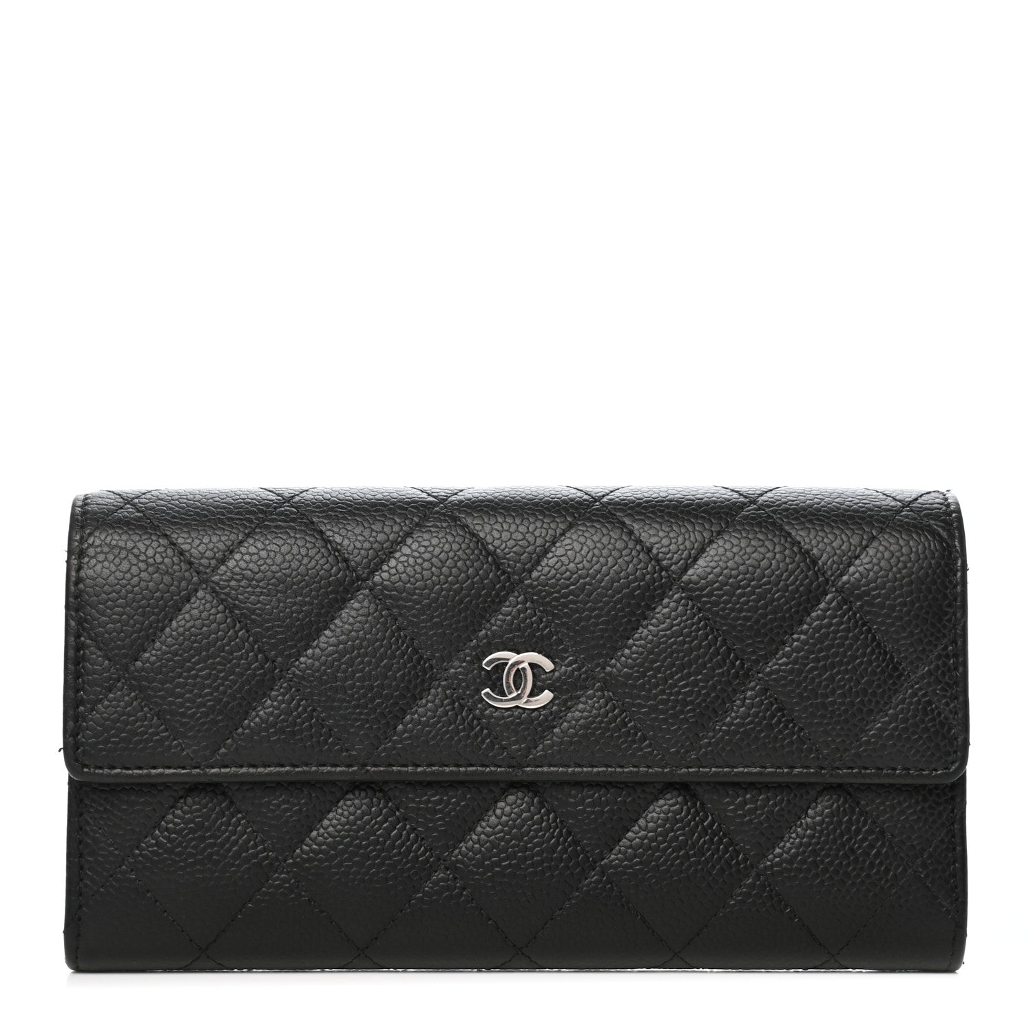 Chanel Caviar Quilted Large Gusset Flap Wallet Black 1 of 9