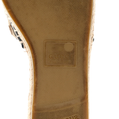 Gucci Monogram Matelasse GG Marmont Espadrille 20mm Slide Sandals 40.5 Beige Ebony Black 8 of 10