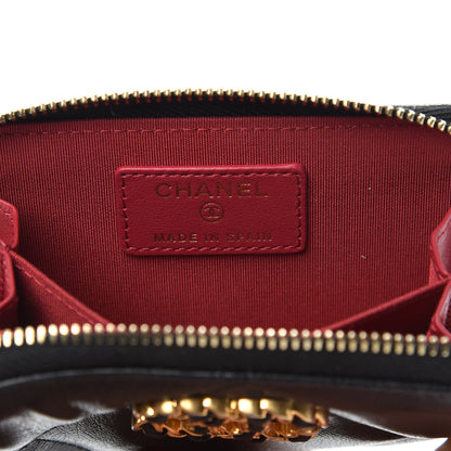 Chanel Shiny Goatskin Quilted Chanel 19 Zip Around Coin Purse Wallet Black 6 of 9