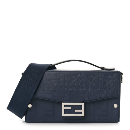 Fendi Vitello King FF Lines Embossed Baguette Soft Trunk Midnight 1 of 7