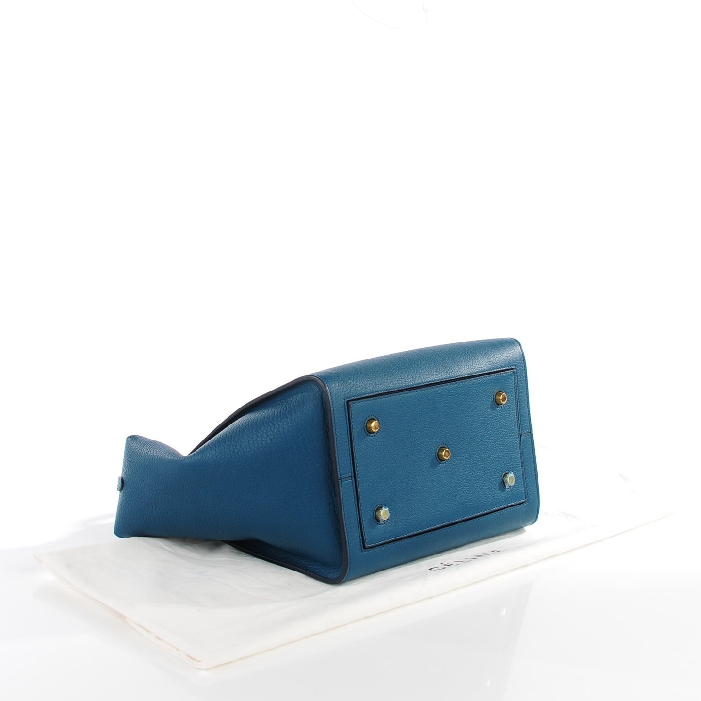 Grained Calfskin Small Tie Knot Tote Denim