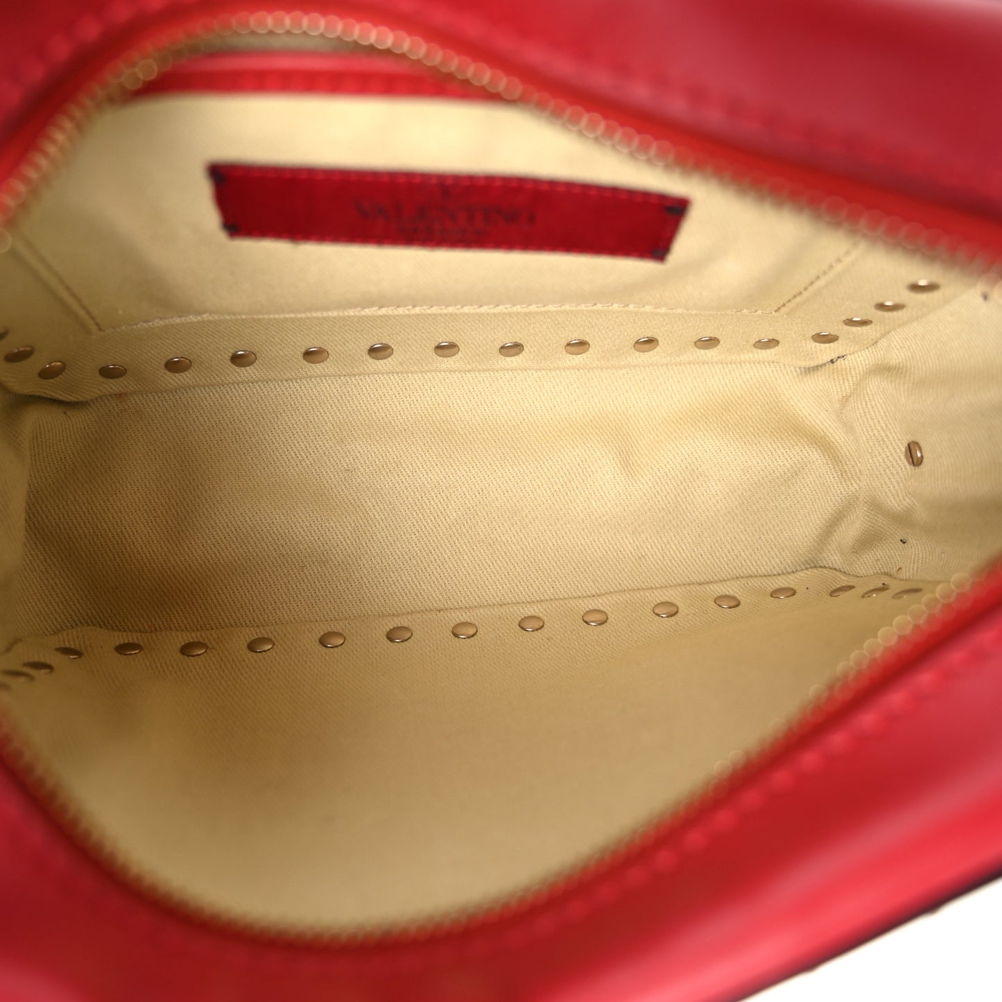 Calfskin Rockstud Camera Crossbody Bag Red