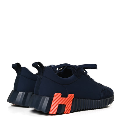 Hermes Technical Jersey Suede Goatskin Bouncing Sneakers 39 Marine 4 of 10
