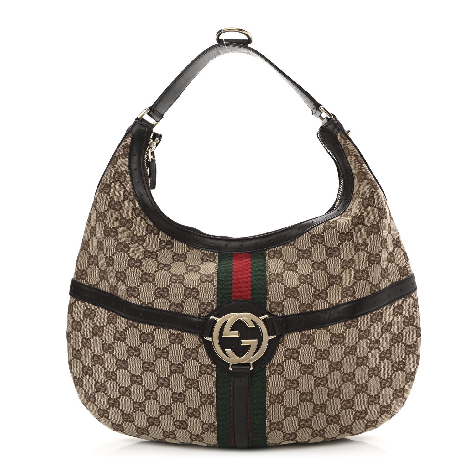 Gucci Monogram Web GG Reins Hobo Brown 1 of 16
