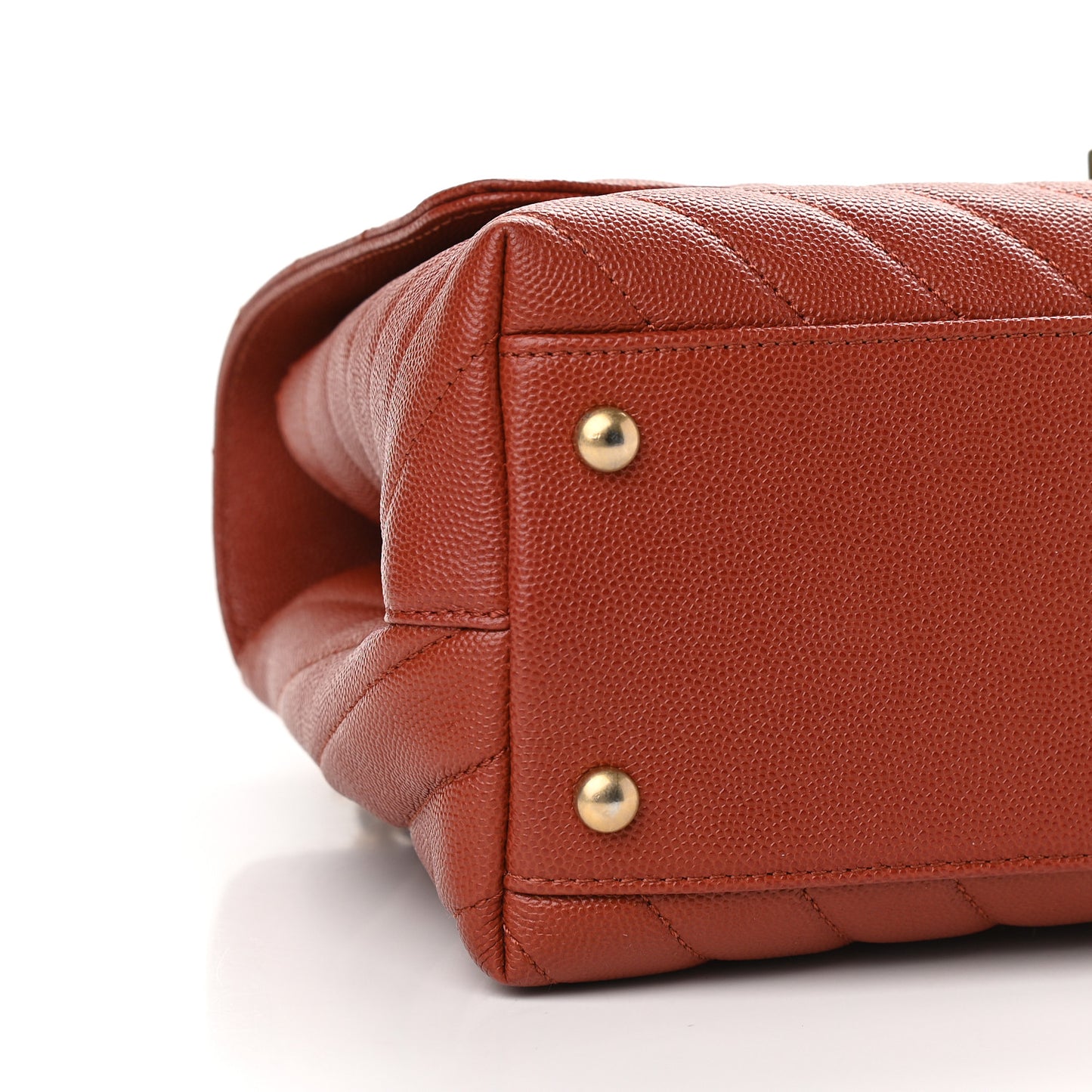 Caviar Chevron Quilted Small Coco Handle Flap Dark Orange