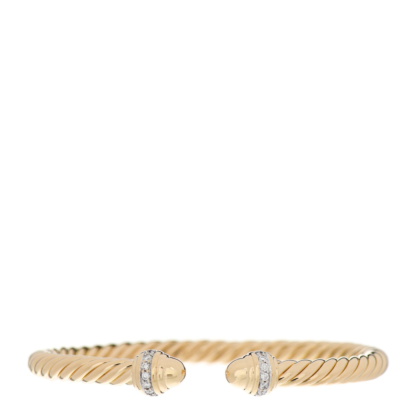 18K Yellow Gold Diamond 5mm Cable Classics Dome Bracelet